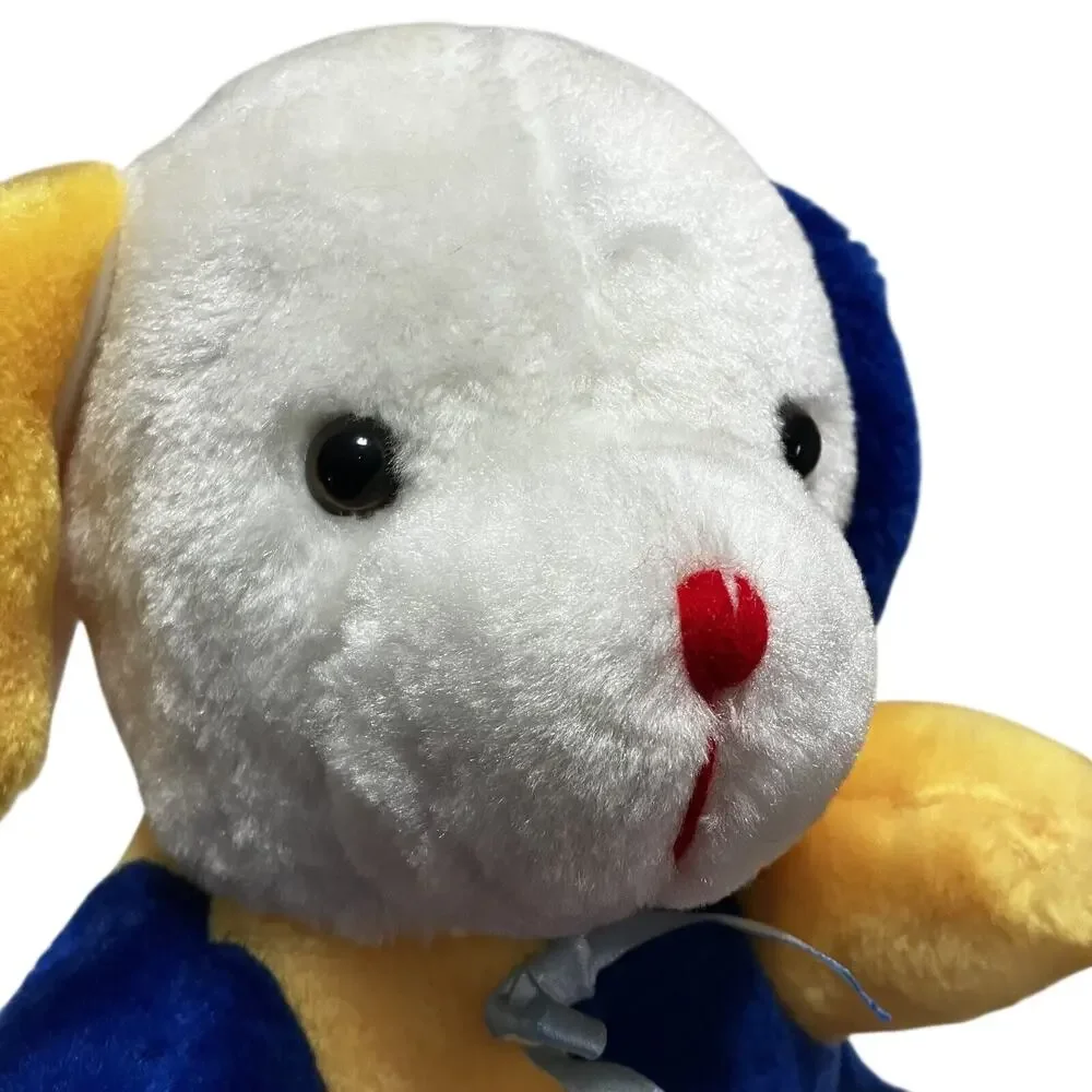 King Plush Vintage Dog Carnival Prize Blue Yellow Color Block Puppy